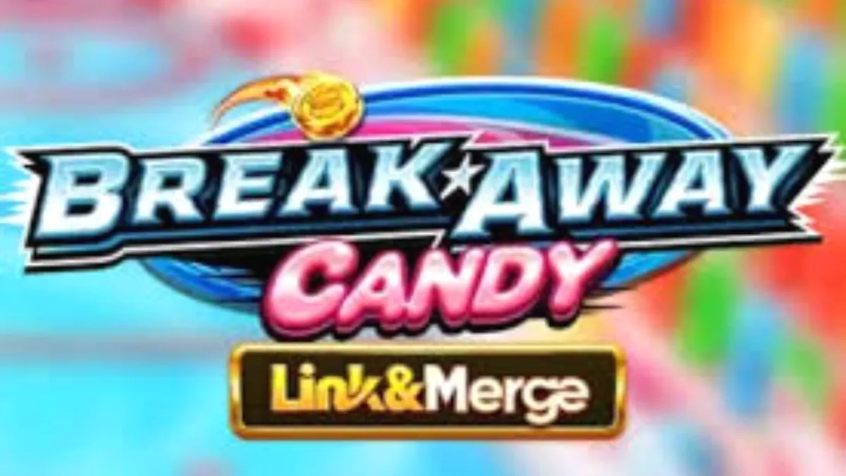 Tampilan visual slot Break Away Candy Link&Merge dengan tema hoki dan permen